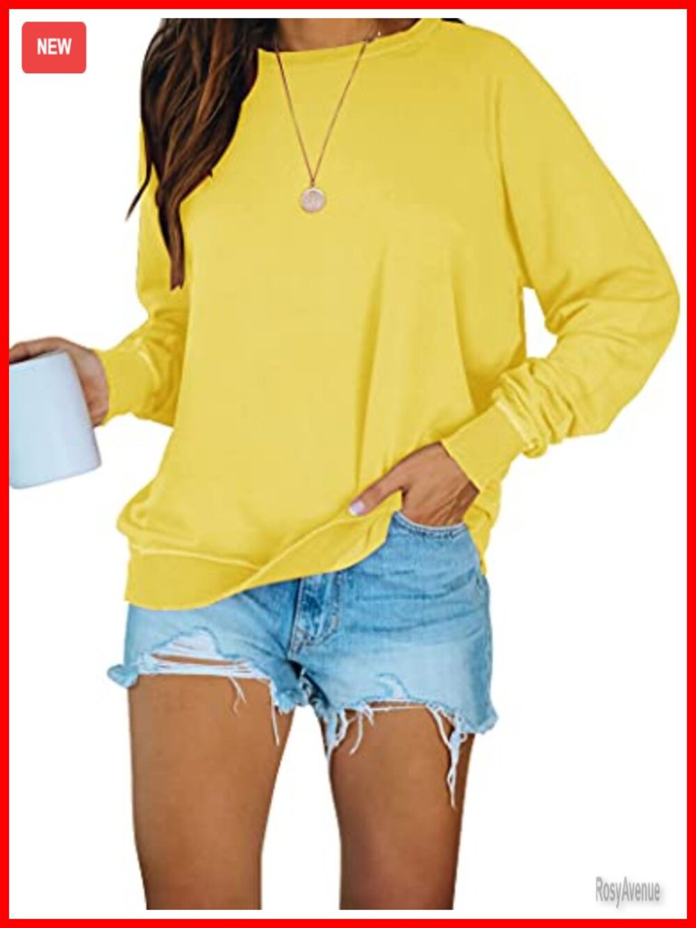 Womens Cotton Polyester Crew Neck Raglan Long Sleeve Loose Pullover Sweatshirt